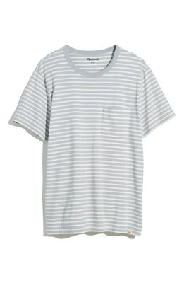 Madewell Allday Garment Dyed Pocket T-Shirt in Glassware Blue Stripe