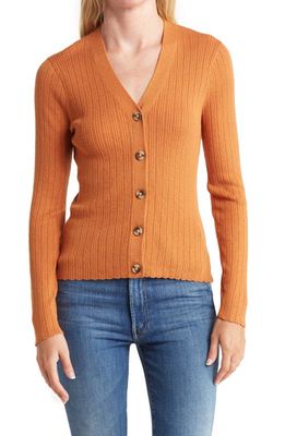 Madewell Altona Button Front Pointelle Slim Cardigan in Mulled Cider