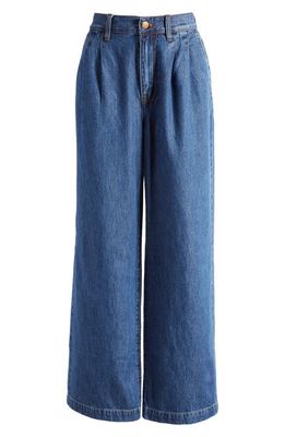 Madewell Baggy Pleated Straight Leg Jeans in Farson Wash