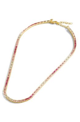 Madewell Baguette Cubic Zirconia Tennis Necklace in Shaded Pink