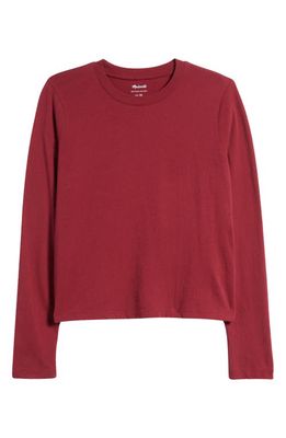 Madewell Bella Long Sleeve Softfade Cotton Crop T-Shirt in Mulberry Wine