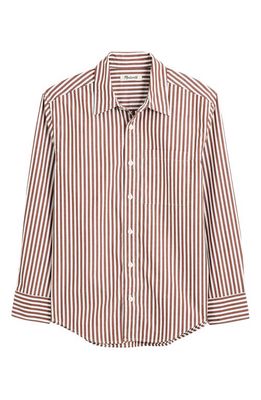 Madewell Big Easy Stripe Long Sleeve Cotton Button-Up Shirt in Clifftop Brown
