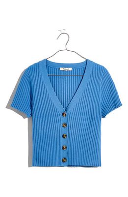 Madewell Bray Rib Cardigan Sweater in Oasis Blue