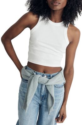 Madewell Brightside Crop Tank in Eyelet White