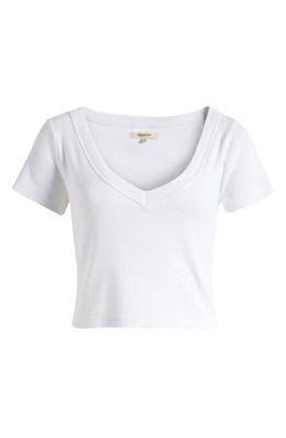 Madewell Brightside Ribbed Crop T-Shirt in Eyelet White