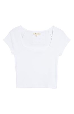 Madewell Brightside Square Neck T-Shirt in Eyelet White
