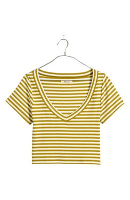 Madewell Brightside Stripe V-Neck Crop Tee in Citrus Lime