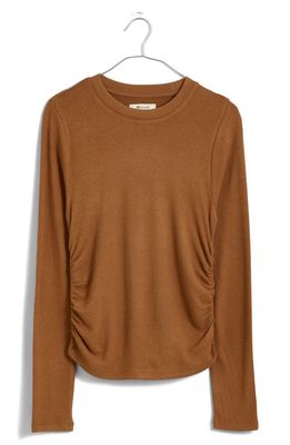 Madewell Brushed Jersey Ruched Long Sleeve T-Shirt in Pecan Shell