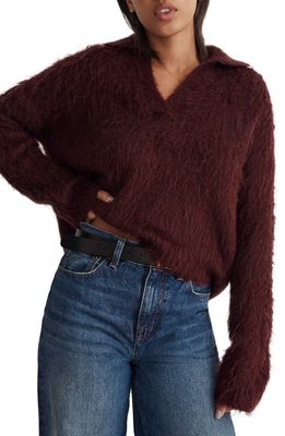 Madewell Brushed Polo Sweater in Heather Currant
