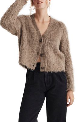 Madewell Brushed V-Neck Cardigan Sweater in Heather Mesquite