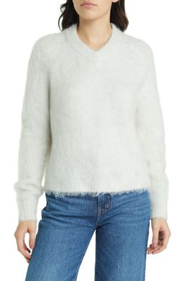 Madewell Brushed V-Neck Sweater in Heather Smoke