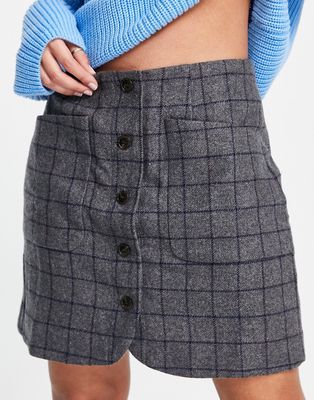 Madewell button up a-line skirt in herringbone-Multi