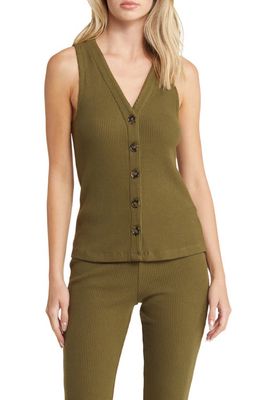 Madewell Button Up Ribbed Sweater Vest in Loden