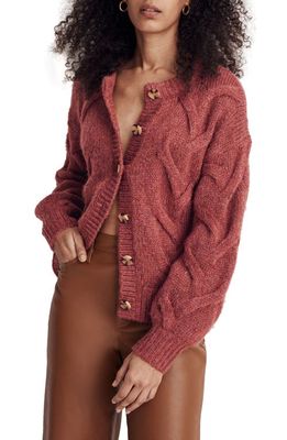 Madewell Cable Ashmont Cardigan in Heather Tulip