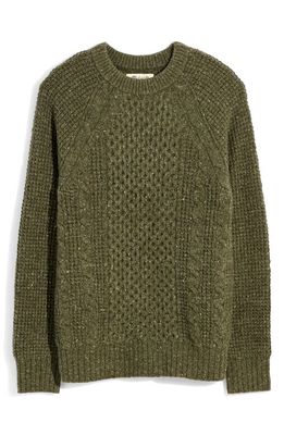 Madewell Cable Knit Fisherman's Sweater in Highland Green Donegal