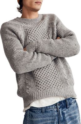 Madewell Cable Knit Fisherman's Sweater in Light Mist