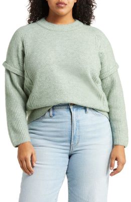 Madewell Cable Stitch Crewneck Sweater in Frosted Sage