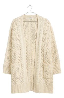 Madewell Cable Stitch Long Cardigan in Antique Cream