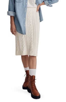 Madewell Cable Stitch Midi Sweater Skirt in Antique Cream