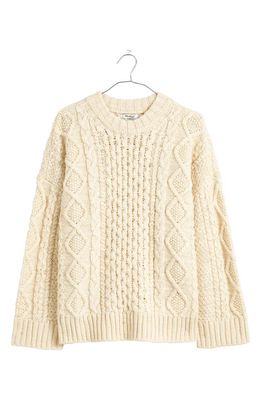 Madewell Cable Stitch Oversize Sweater in Antique Cream