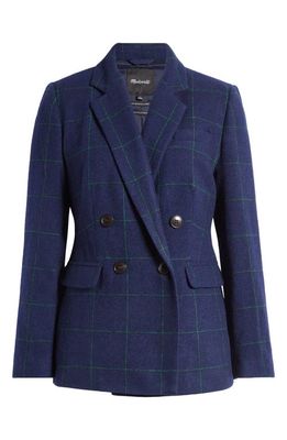 Madewell Caldwell Double Breasted Wool Blend Blazer in Fresh Blueberry
