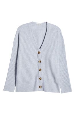 Madewell Cameron Rib Coziest Yarn Cardigan Sweater in Heather Serene Blue