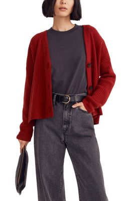 Madewell Cameron Ribbed Crop Cardigan in Wild Cranberry