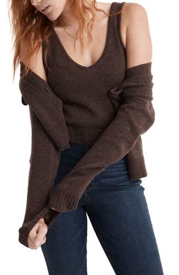 Madewell Carleton V-Neck Wool Blend Sweater Vest in Heather Molases