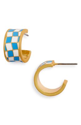 Madewell Checker Huggie Hoop Earrings in Oasis Blue