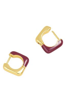 Madewell Colorblock Enamel Square Huggie Earrings in Pale Gold