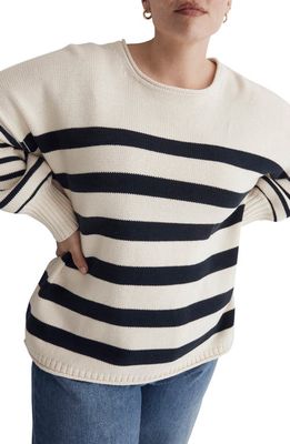 Madewell Conway Cotton Pullover Sweater in Antique Cream Stripe