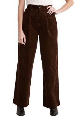 Madewell Corduroy Pleated Wide Leg Pants in Forage