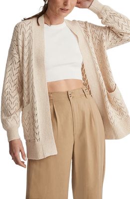 Madewell Corley Pointelle Open Cardigan Sweater in Hthr Warm Sand