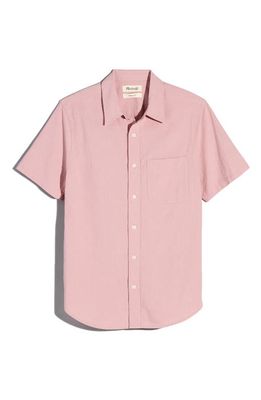 Madewell Crinkle Cotton Perfect Short Sleeve Button-Up Shirt in Warm Thistle