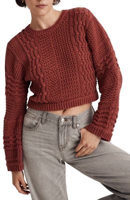 Madewell Crochet Knit Crop Sweater in Antique Rose
