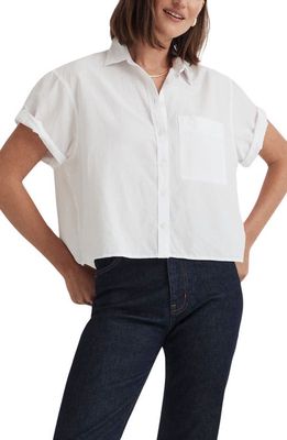 Madewell Crop Utility Button-Up Shirt in Eyelet White