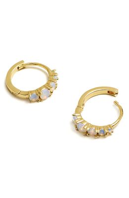 Madewell Cubic Zirconia Huggie Hoop Earrings in Moonstone/Gold