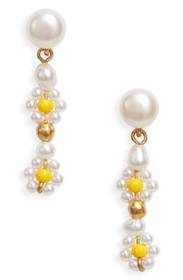 Madewell Daisy Cultured Pearl Linear Drop Earrings in Freshwater Pearl