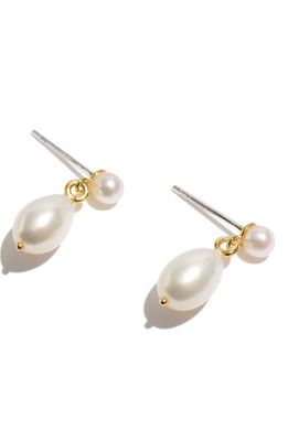 Madewell Delicate Collection Demi Fine Freshwater Pearl Drop Earrings in 14K Gold