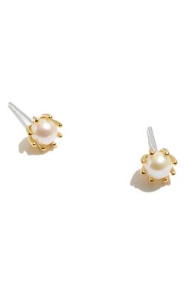 Madewell Delicate Collection Demi-Fine Freshwater Pearl Prong Set Stud Earrings in 14K Gold