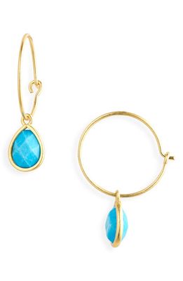 Madewell Dez Stone Charm Wire Hoops in Turquoise