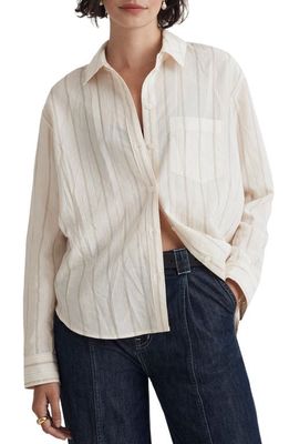 Madewell Drapey Stripe Oversize Button-Up Shirt in Classic Stripe Ecru