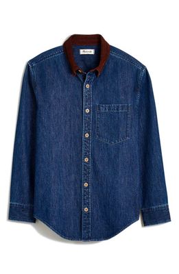 Madewell Easy Corduroy Collar Denim Shirt Jacket in Kersey Wash