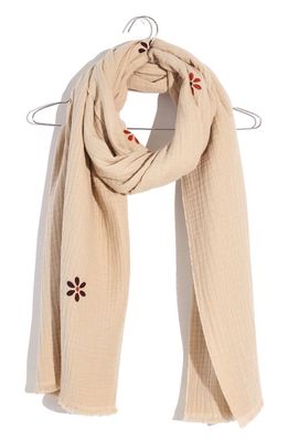 Madewell Embroidered Double Gauze Cotton Scarf in Harvest Moon
