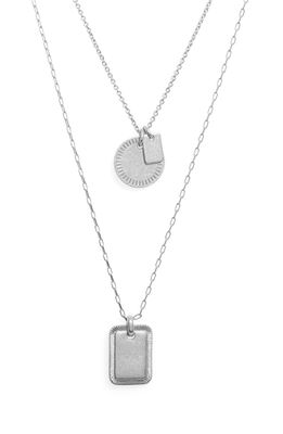 Madewell Etched Coin Necklace Set in Light Silver Ox