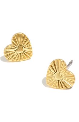 Madewell Etched Heart Stud Earrings in Vintage Gold