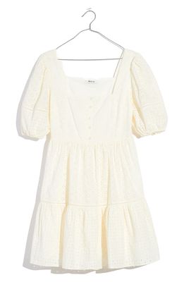 Madewell Eyelet Mix Tiered Minidress in Lighthouse