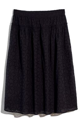 Madewell Eyelet Pull-On Midi Skirt in Bci Floral Eyelet