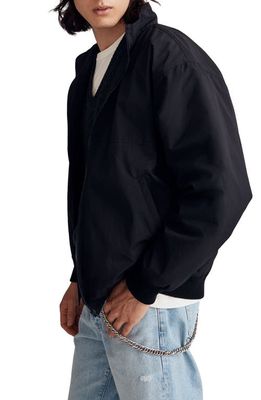 Madewell Fleece Lined Bomber Jacket in True Black