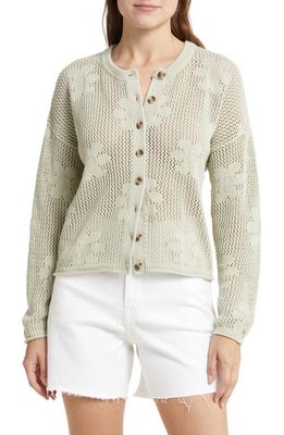 Madewell Floral Open Stitch Cardigan Sweater in Ashen Sage